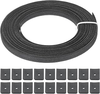 PATIKIL Boning for Sewing, 15 Yard 10mm Wide Polyester Sew-Through High Density Corset Boning with 60 Pcs End Caps for Corset Wedding Dress Hat Cap DIY, Black