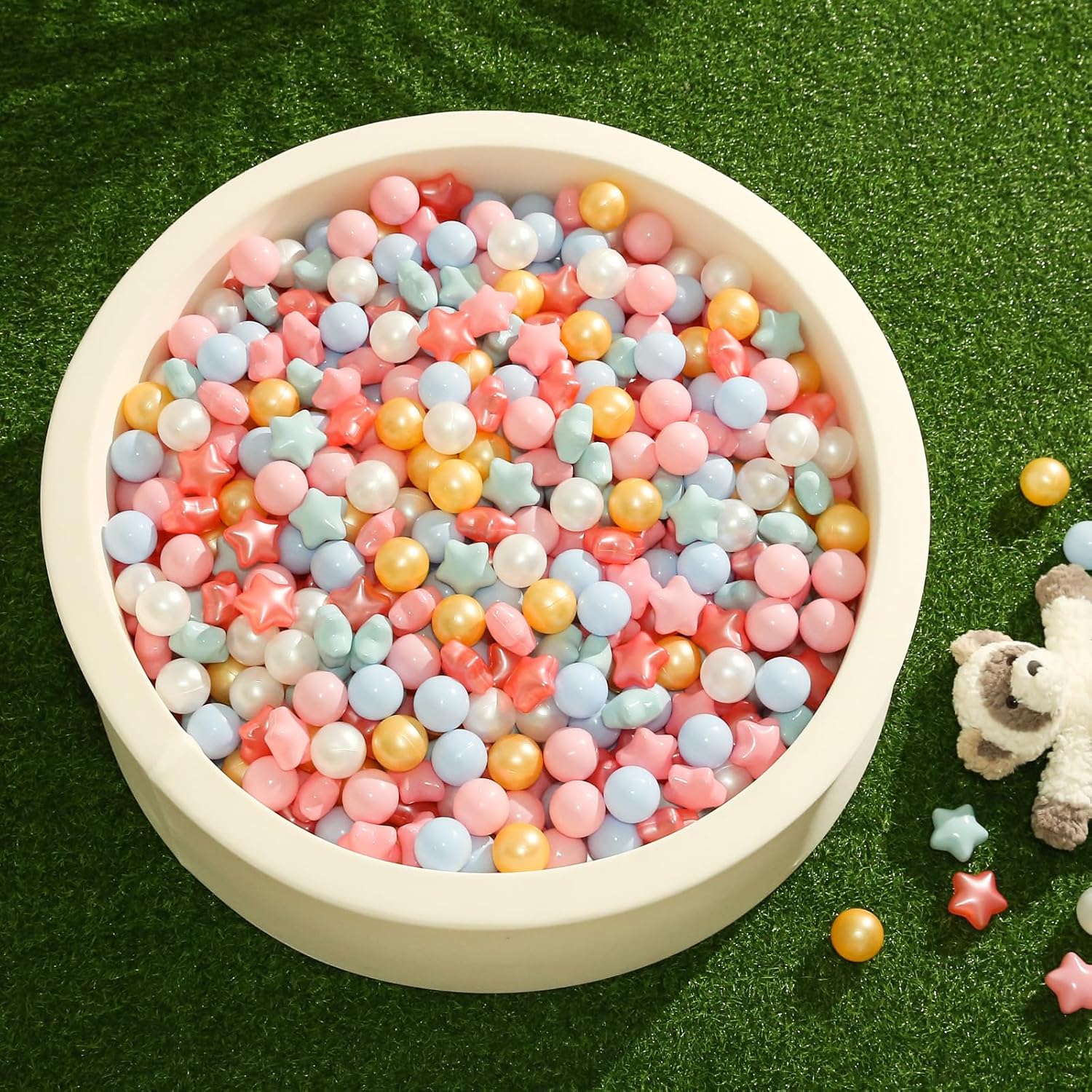 TRENDPLAY Ball Pit Balls 200 Star Balls- Crush Proof Plastic Children's Toy Balls Macaron Ocean Balls for Birthday Party Games Poologs Cats Birthday Christmas