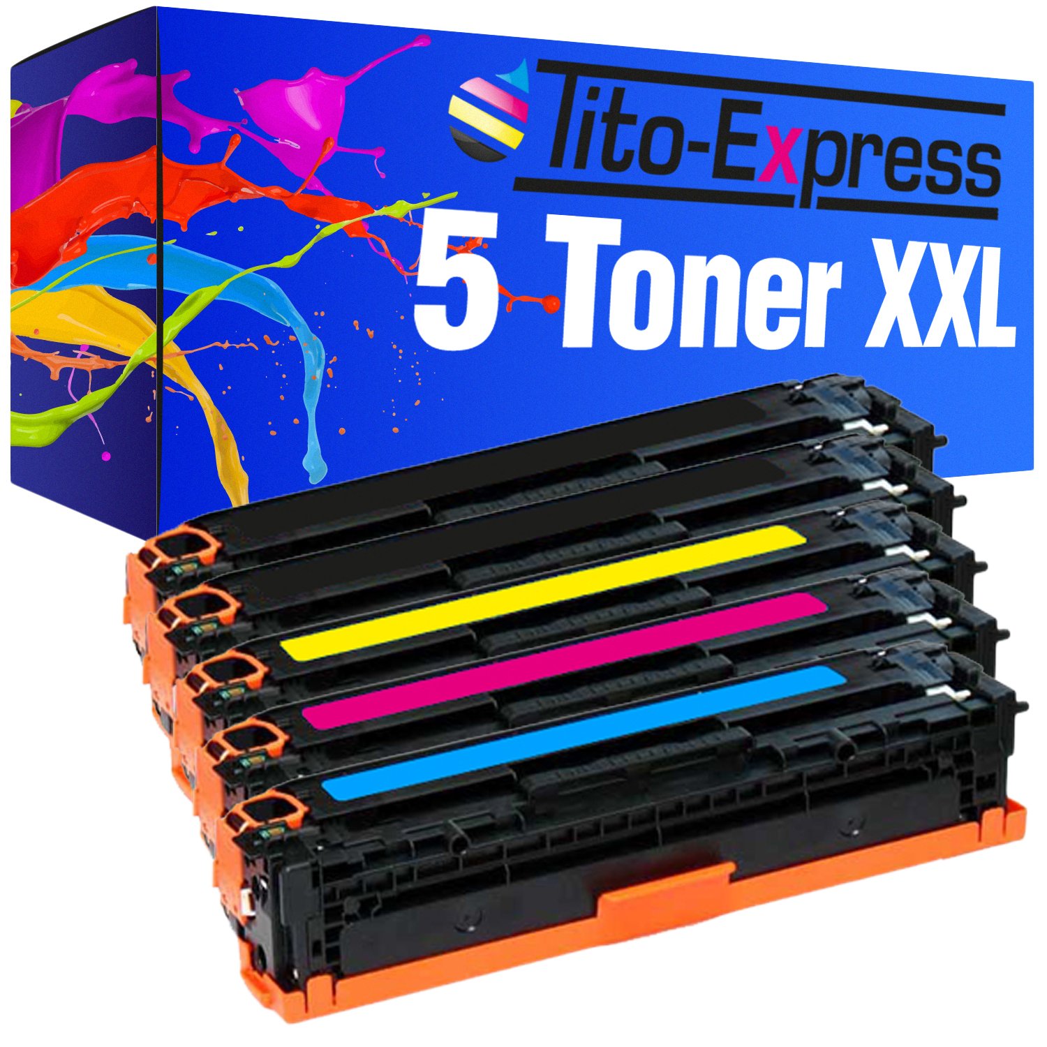 5X Tito-Express Platinum Series XXL Toner Compatible with HP CE320A CE321A CE322A CE323A 128A