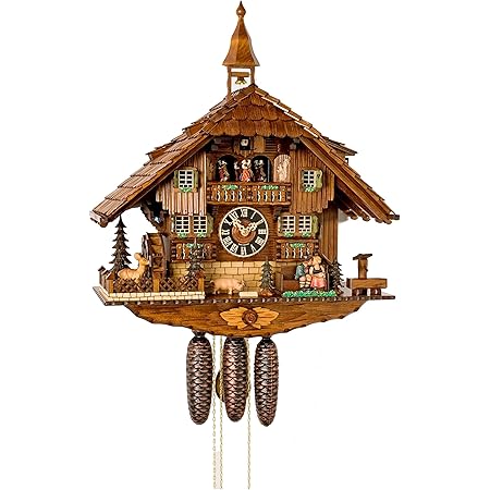 Horloge Coucou Forêt-Noire August Schwer – Buveur De Bière Animé – NEUF