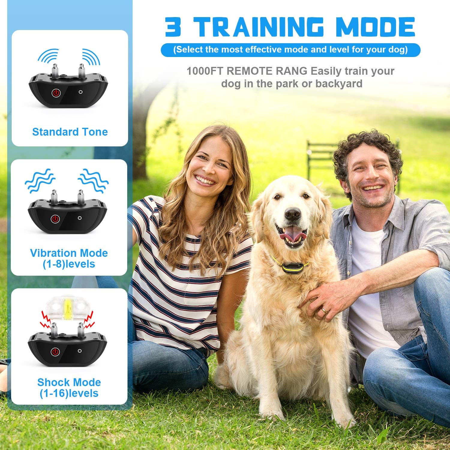 Flittor Dog Training Collar, Shock Collar for Dogs with Remote, Rechargeable Dog Shock Collar, 3 Modes Beep Vibration and Shock Waterproof Bark Collar for Small, Medium, Large Dogs… (Orange)