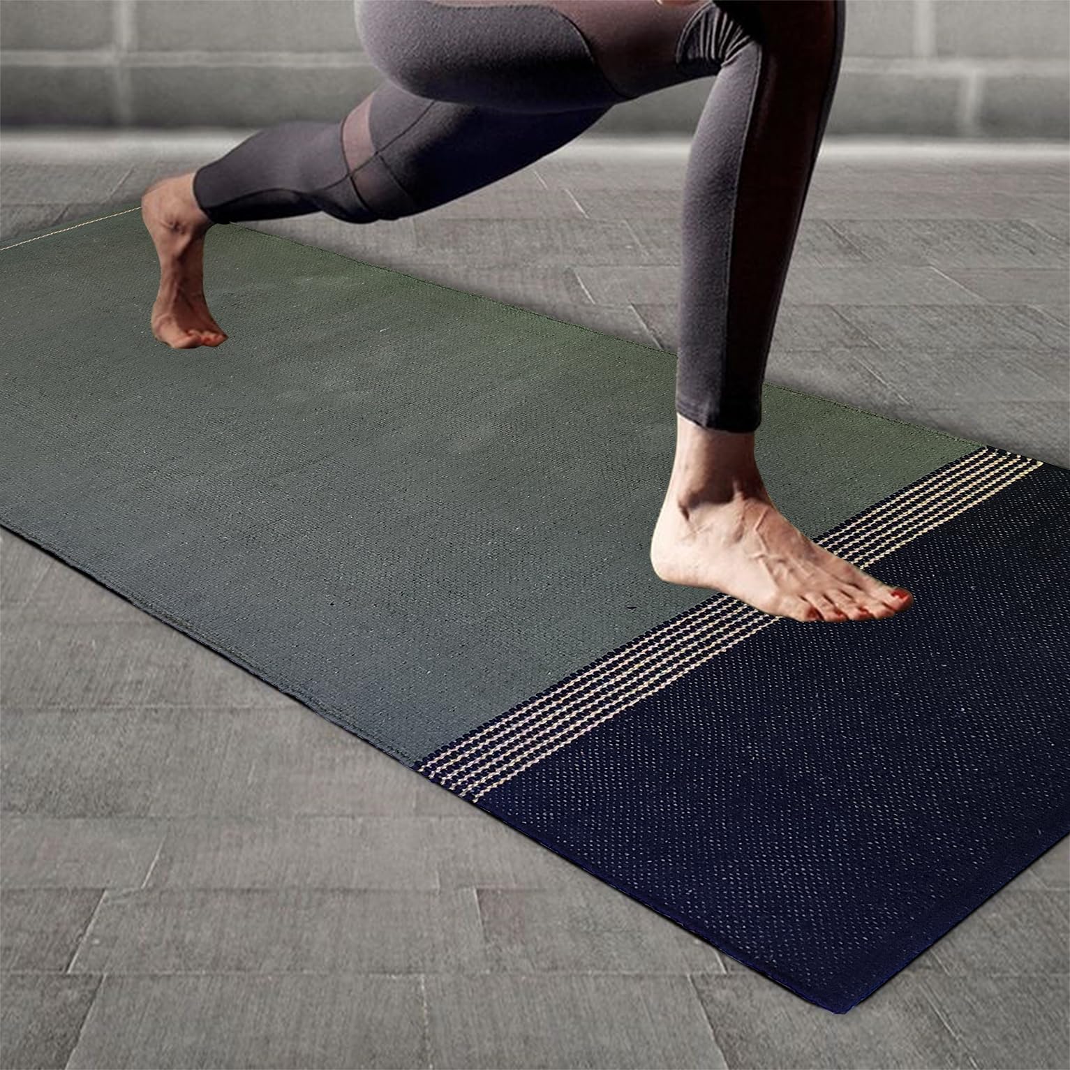 STONEMUNK Fade Resistant & Reversible Cotton Yoga Mat Floor Covering Mat For Kids Baby Men Women For Early Morning Yoga Exercise Mat of 2x6 Green Color (B0CL3BV9DJ) Amazon Price History, Amazon Price Tracker