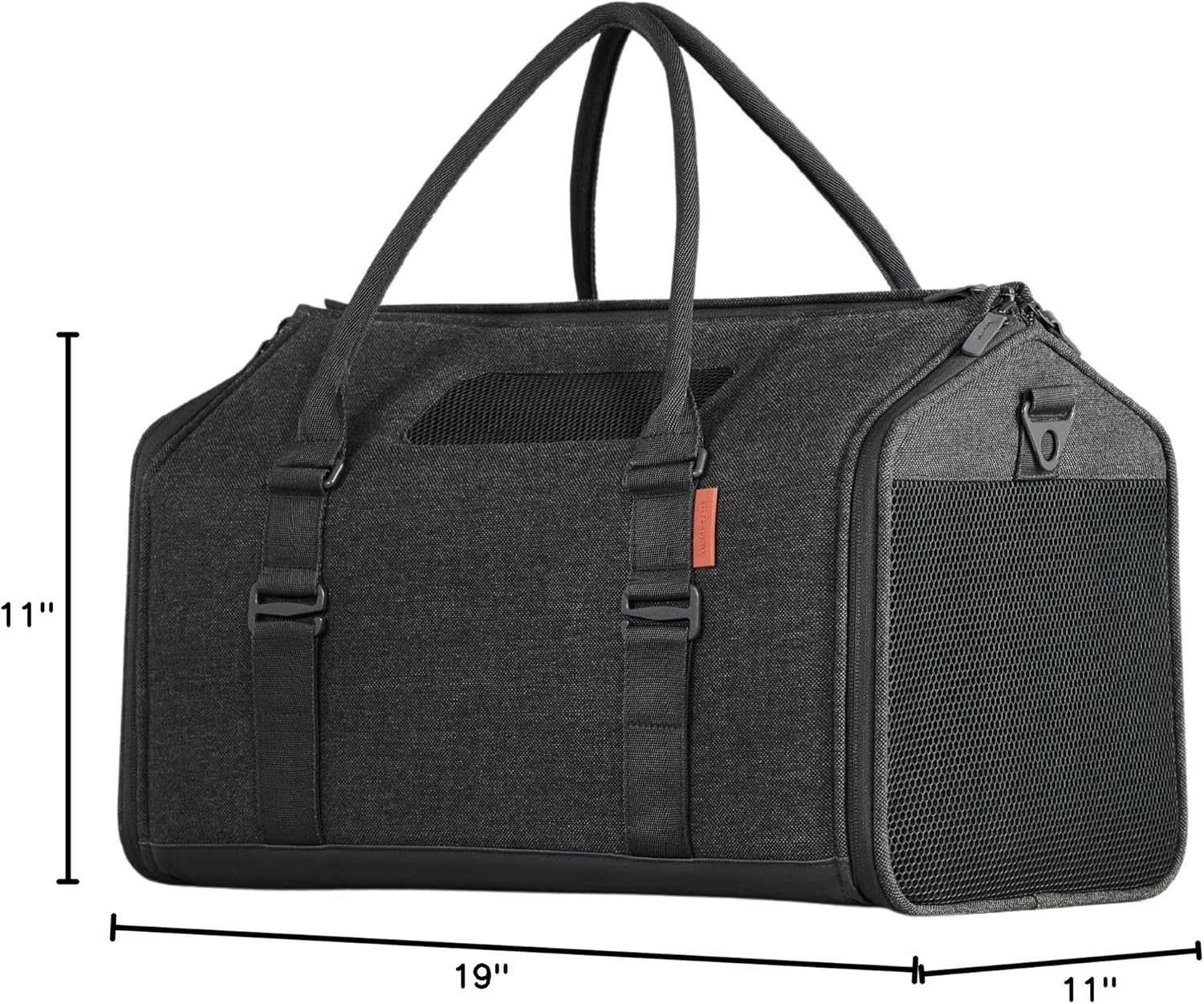 Tuft + Paw Porto Modern Cat Carrier, Soft-Sided Designer Cat Carrier for Large Cats up to 30lbs, Water Resistant, Airline Compliant, Soft-Faux Shearling Interior (Charcoal)