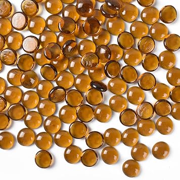 Flat Glass Marbles 1LB Colored for Vase Fillers Mixed Colour Stone for Garden Decoration Craft Fish Tank Amber