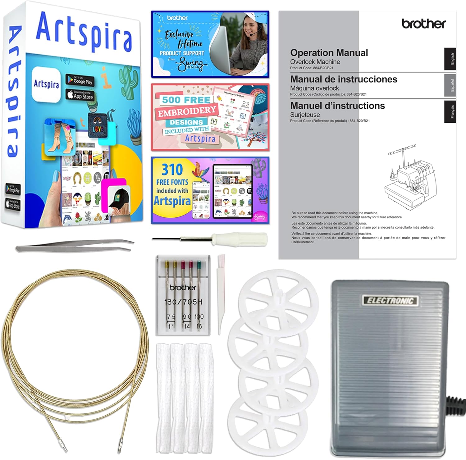 Brother Air1800 Air Serger Sewing Machine with Jet-Air Threading & Accessories