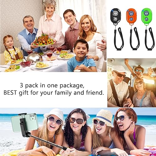 Miniatura 7 de AOQIYUE - Obturador remoto inalámbrico para teléfonos celulares y tabletas (paquete de 3), control remoto Bluetooth para control de cámara