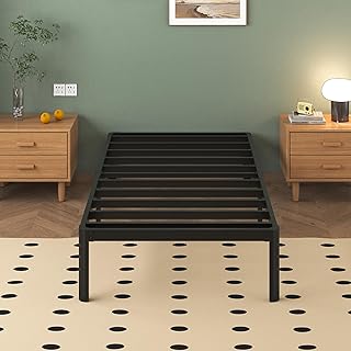 3ft Single Bed Frames with Rounded Corner Legs, Heavy Duty Metal Bed Frame Single with Steel Slats Support, Single Bed 36 cm High, Noise Free, Easy Assembly