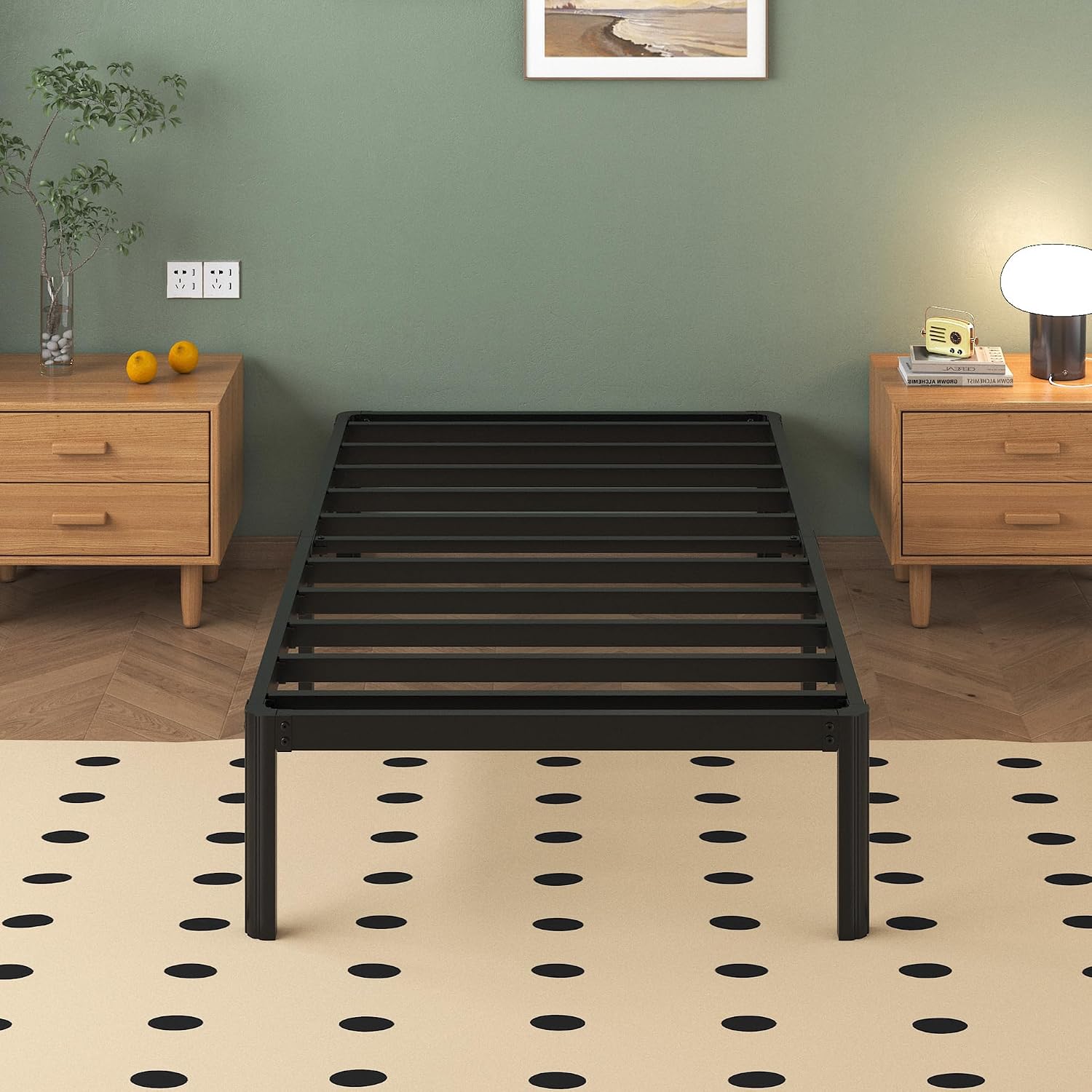 Lutown-Teen 14 Inch High 72x36 Single Metal Platform Bed Frame with Under Bed Storage Space-(Powder Coated_Black) - Review, Price and Buying Guide