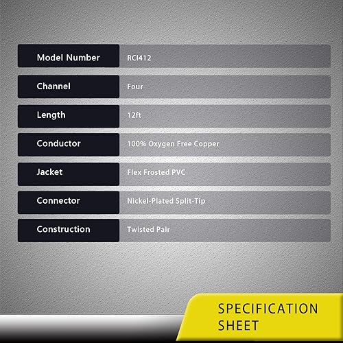 Miniatura 7 de RECOIL RCI417 100% cobre libre de oxígeno 17 pies 4 canales RCA cable de audio trenzado par con reducción de ruido, altavoz