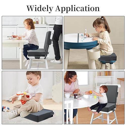 Miniatura 7 de Asiento elevador para mesa de comedor, PU antiarañazos, fácil limpieza, para niños, asiento elevador para mesa, cojín de aumento de viaje portátil