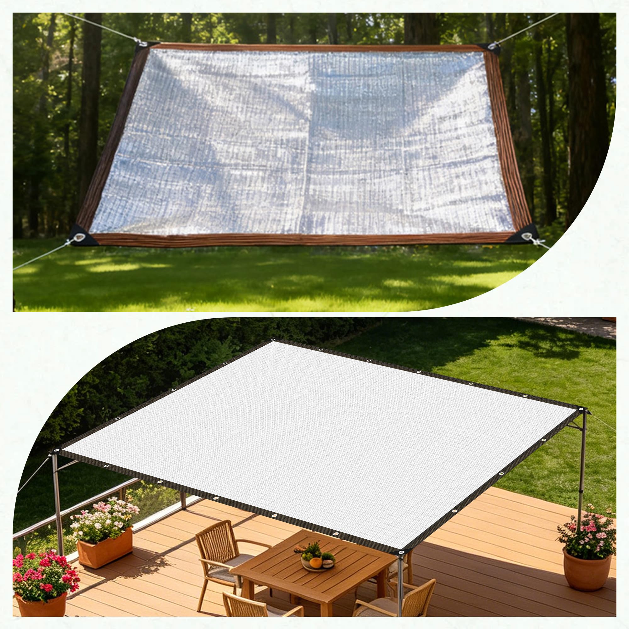 Aluminiowa Tkanina Zacieniająca 270 x 520 cm Przeciwsłoneczna Tkanina Na Cień Ogrodowy Łatwa Instalacja Do Użytku Na Zewnątrz, Patio, Rośliny, Srebro