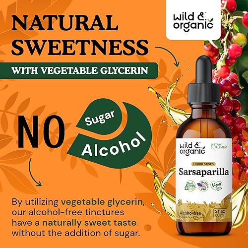 Miniatura 6 de Wild & Organic Gotas de raíz de sarsaparilla, gotas de limpieza desintoxicante, tintura a base de polvo de sarzaparilla, suplemento líquido vegano,