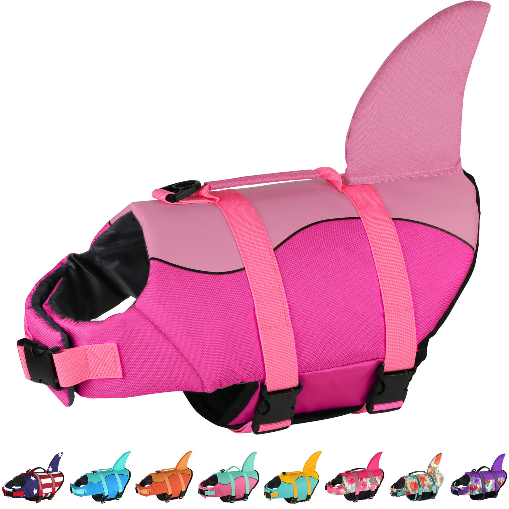 Dogcheer Dog Life Jacket, Cute Shark Dog Life Vest for Swimming Boating with Superior Buoyancy & Rescue Handle, Adjustable Puppy Floating Swim Vest