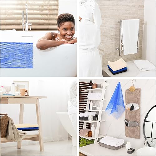 Miniatura 7 de Metene Red exfoliante africana de 3 piezas, tela de red africana colorida, esponja africana larga para uso en la ducha, paño de lavado de ducha para