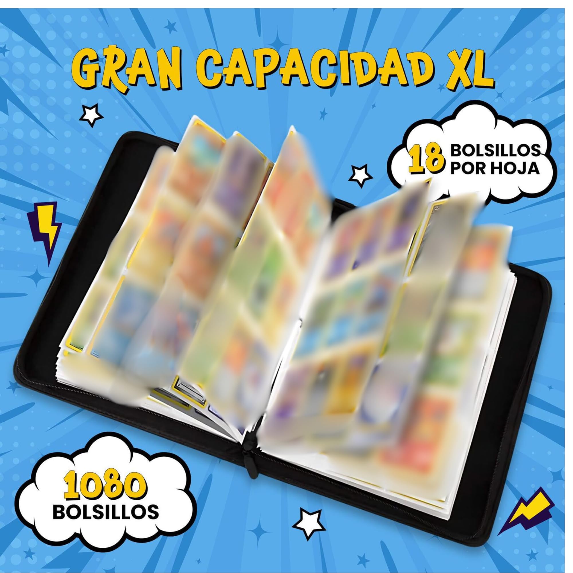 Álbum de Cartas Coleccionables con Capacidad de 1080 Cartas y 60 Páginas - Carpeta para Cartas con Fundas - Álbum para Cartas (Trading Card Game y Juegos de Cartas Coleccionables)
