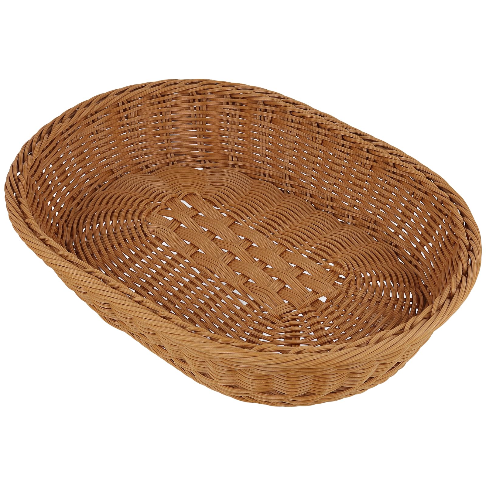 SINJEUN 3 sztuki, 35 x 25 x 7 cm, brązowy, owalny kosz wiklinowy, pleciony kosz na pieczywo, na żywność, owoce, kosmetyki, do kuchni i przechowywania, 3 sztuki