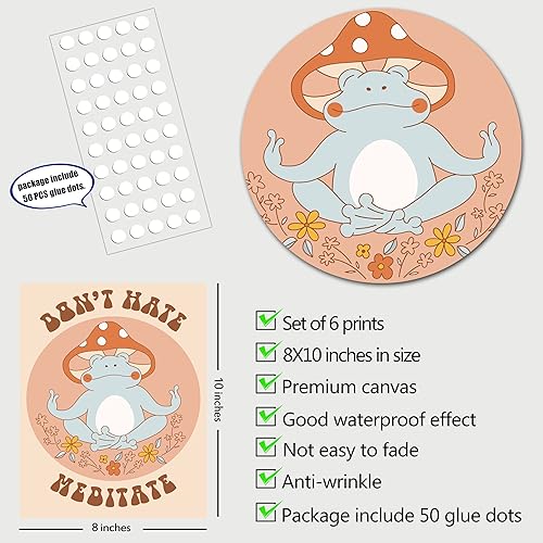 Miniatura 2 de YAODAYAO Juego de 6 impresiones de arte hippie para pared, estilo vintage, lienzo de flores hippie de los años 60 y 70, pósteres retro, abstracto,