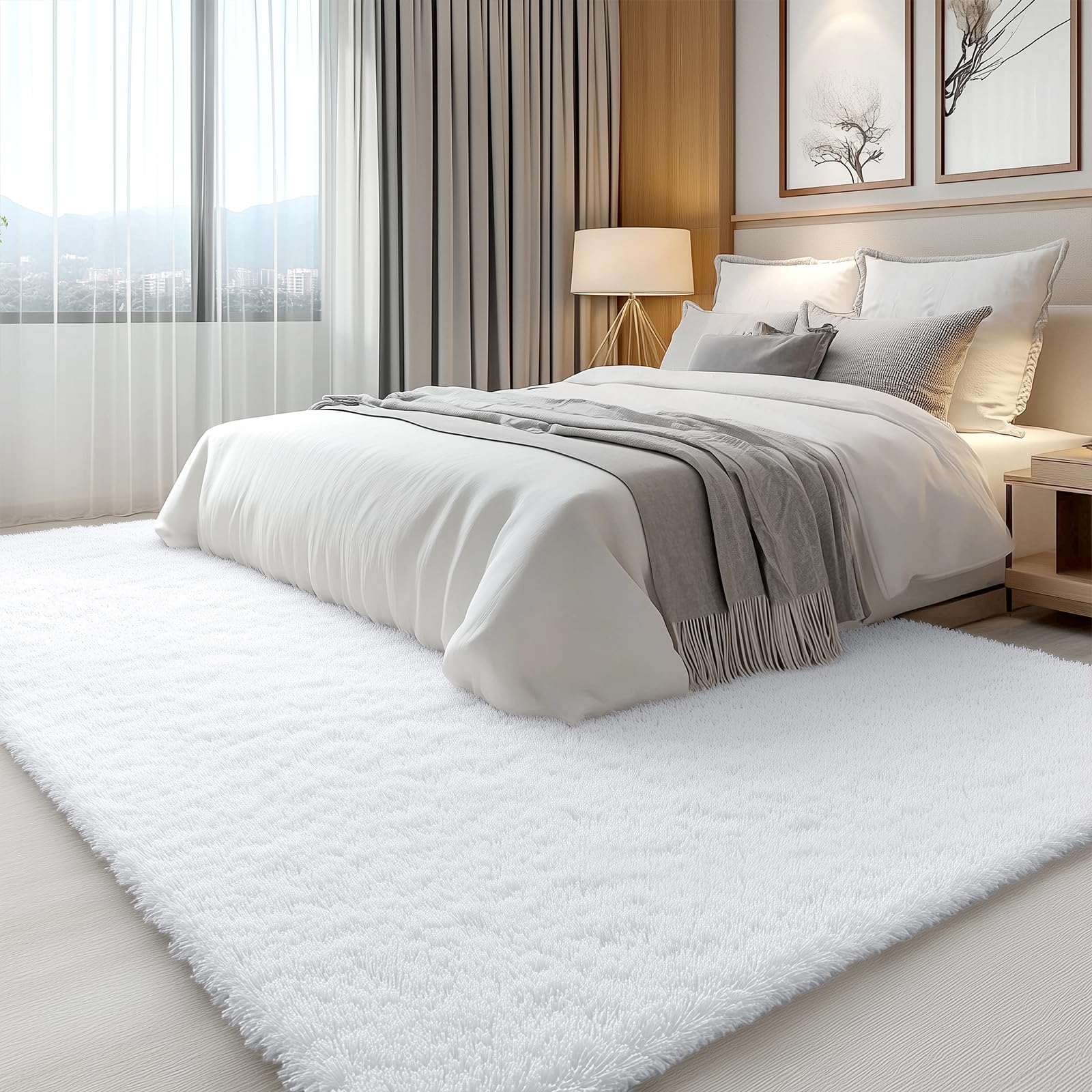 OLANLY 6x9 Machine Washable Large Area Rugs for Living Room, Bedroom, Soft Fluffy Shaggy Bedside Rug, Indoor Floor Carpet for Kids Girls and Boys,