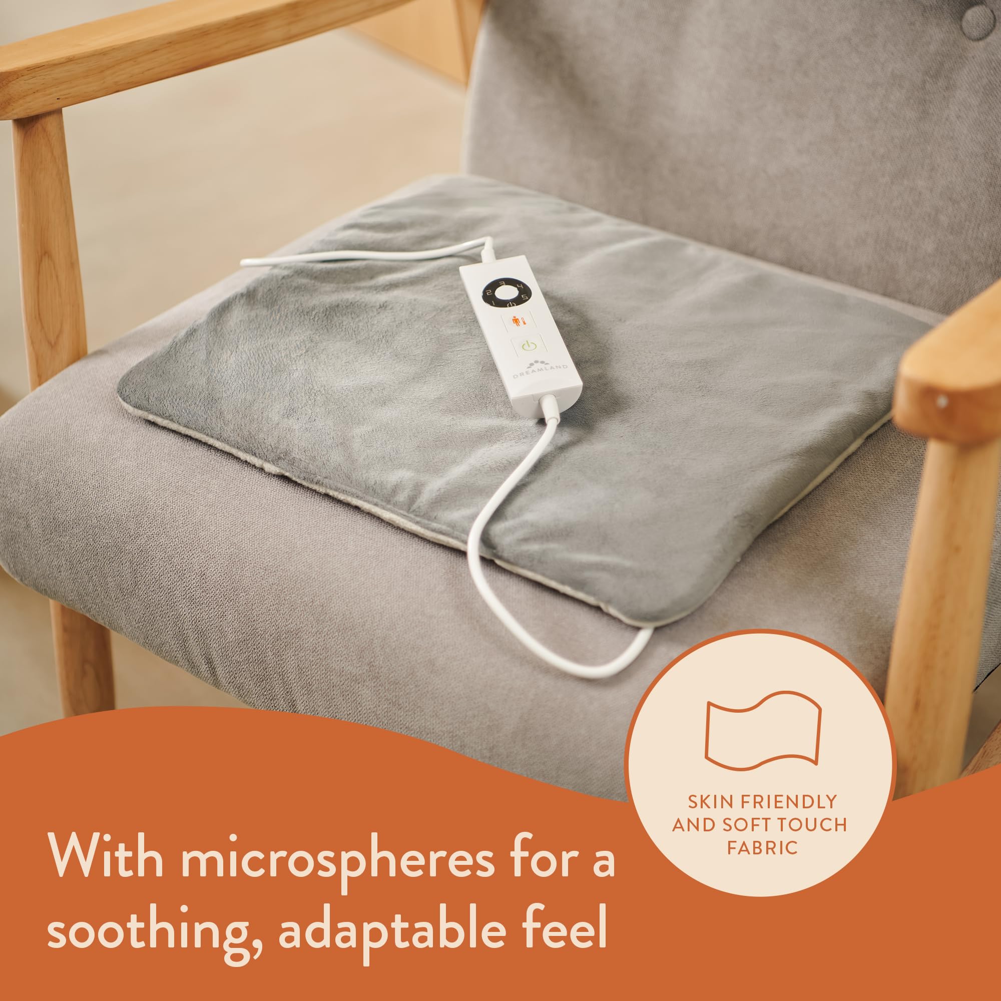Dreamland Revive Me - Almohadilla térmica multiusos con peso, gris, calentamiento rápido, temperatura ajustable en 3 horas, apagado automático de seguridad, lavable a máquina, ideal para dolor de