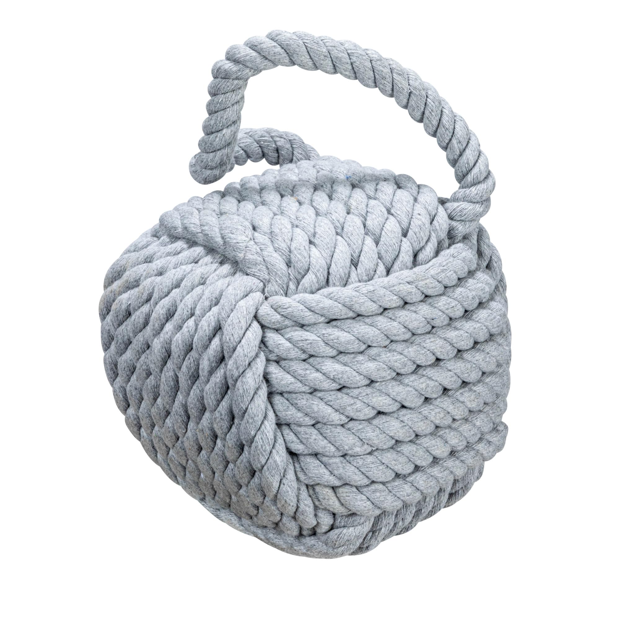 Nautical Rope Knot Decorative Cotton Door Stop, Grey