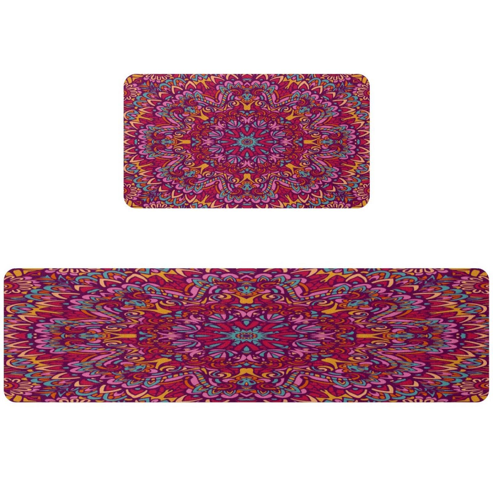Alfombrillas de cocina antideslizantes y absorbentes lavables con diseño de mandala floral