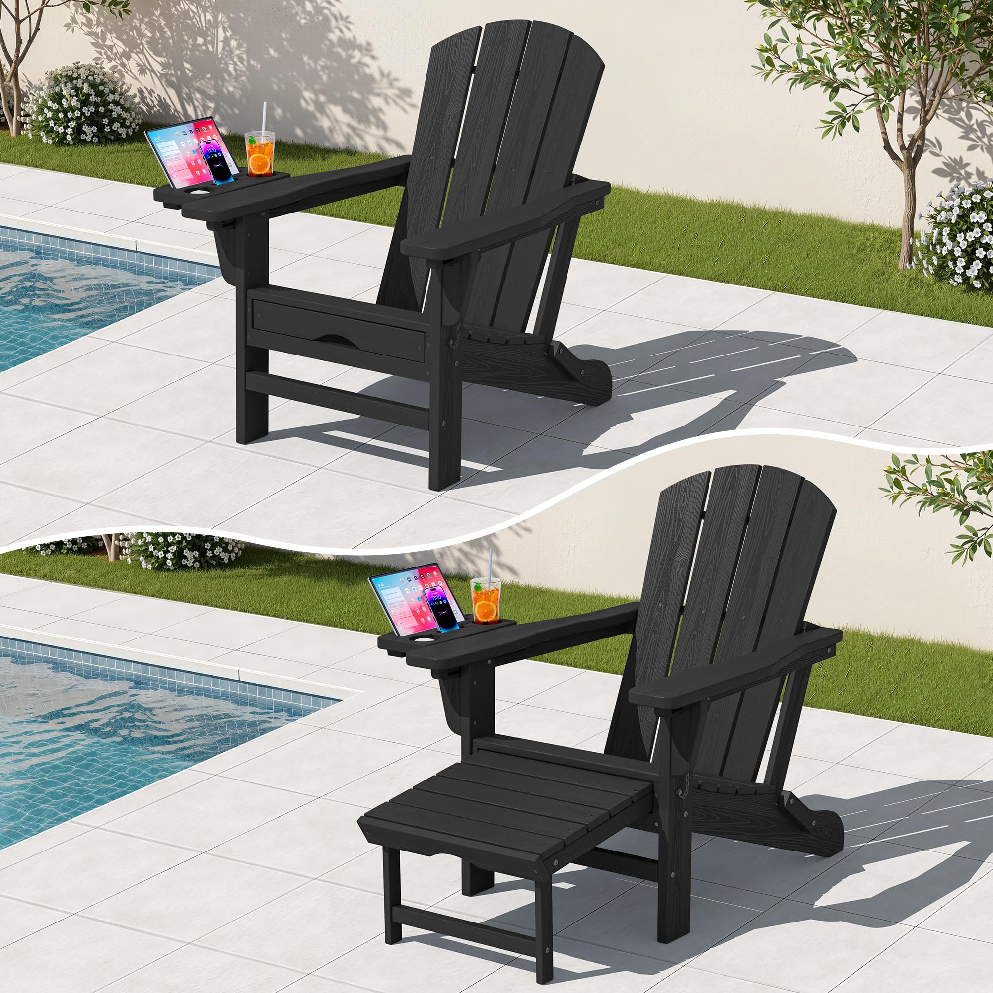 Amazon.com: KINGYES Adjustable Folding Adirondack Chair with