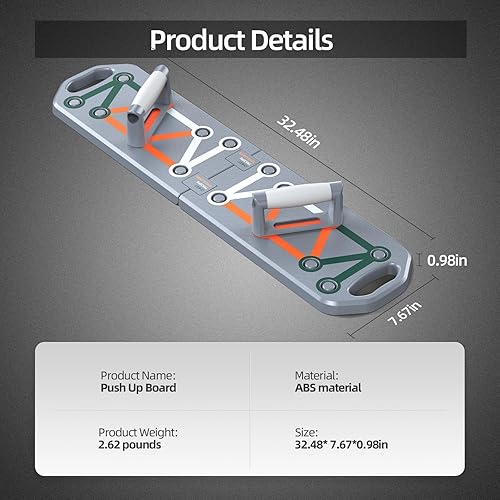 Miniatura 8 de Tabla de empuje hacia arriba, barra de empuje plegable multifunción 22 en 1, equipo de entrenamiento de fuerza de empuje, asas de flexión portátiles