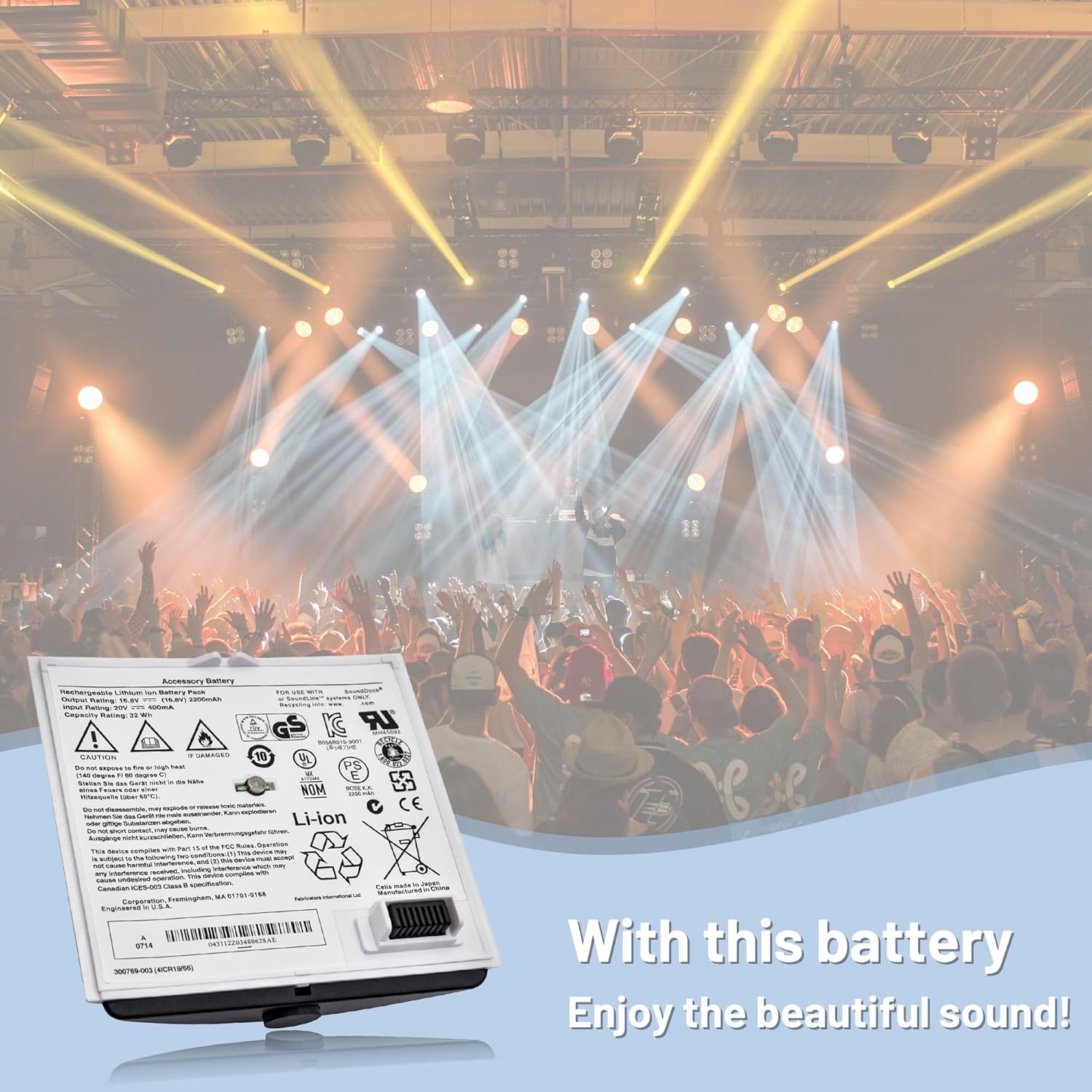 300769-003 (16.8V 32Wh /2200MAh) Replacement Battery for Bose Sounddock Portable Digital Music System SoundLink Air Series 300769-001 300769-002 300769-004 300770-001 4ICR19/66 - Image 7