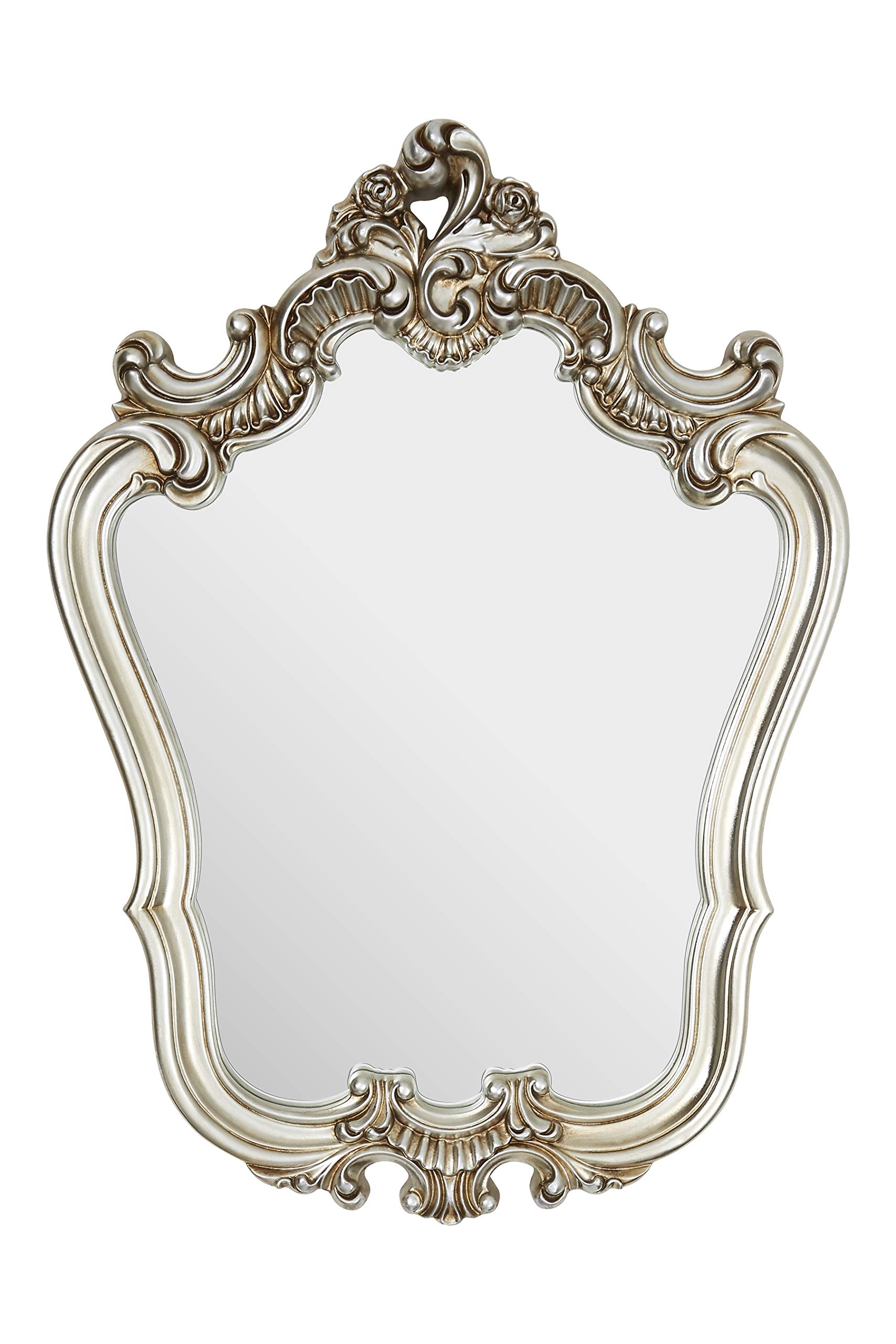 Adelere Champagne Finish Rose Crest Wall Mirror - Gold