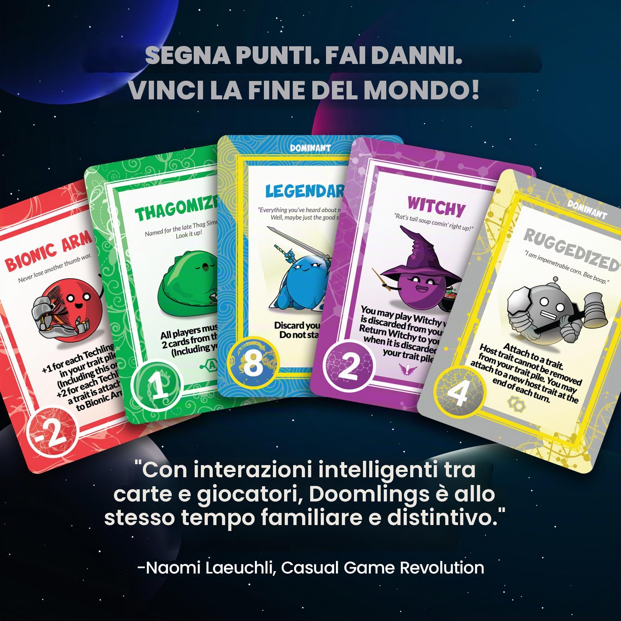 Doomlings Gioco Di Carte Deluxe, Per 2-6 Giocatori, Divertente Gioco Di Famiglia Per Bambini E Adulti, Dai 10 Anni In Su | Include Il Tabellone Di Gioco, Tutte Le 5 Espansioni E 3 Carte Olografiche