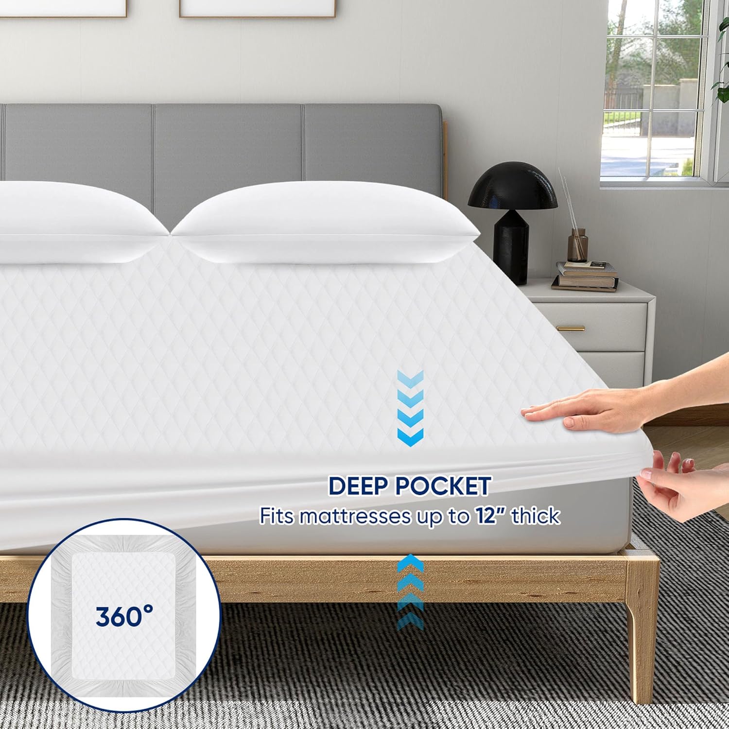 Mattress Protector Waterproof Mattress Protector Full Size 2 Pack Mattress Bed Cover Super Soft Breathable Machine Washable Cover for Home, Bedroom, Hotel (Brown, Twin)