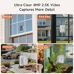 4MP 2.5K Caméra de fenêtre sans fil, rechargeable à l'intérieur HD Caméra de sécurité à la maison, 2.4GHz WiFi, vision nocturne en couleur, AI Détection des mouvements, Anti-Glare, Pas de câblage, Mont à Cling statique Pas de résidu