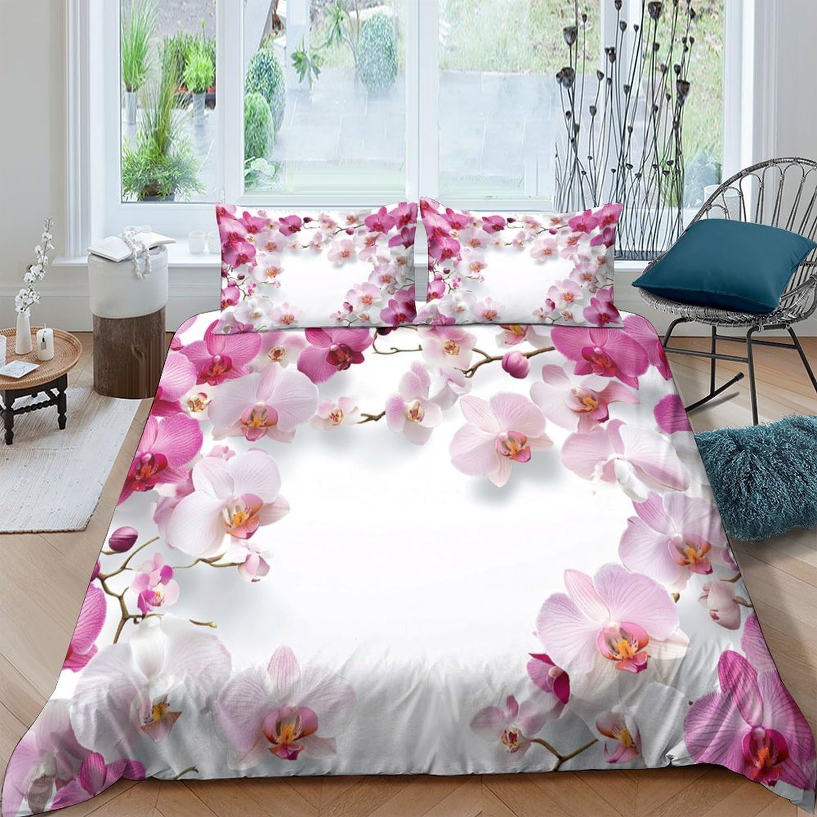 Ctjqhvkz Style-7 3D Printed Cherry Blossom Fitted Sheet Microfiber Pink Floral Bed Cover For Bedroom Guest Room Mattress Decor Single（135X200cm）