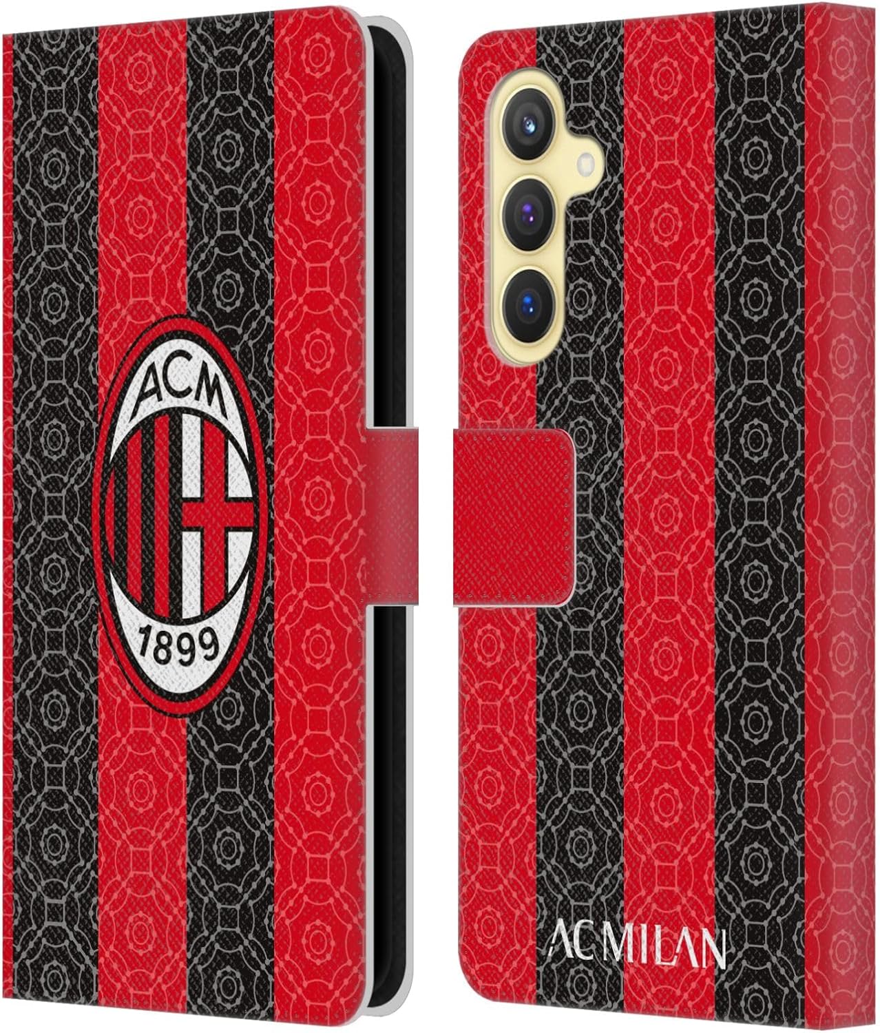 Head Case Designs Officially Licensed AC Milan Home 2020/21 Crest Kit Leather Wallet Case Compatible with Samsung Galaxy S23 FE 5G
