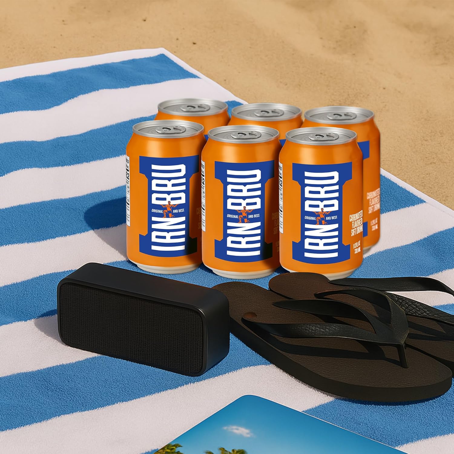 IRN-BRU Original Scottish Sparkling Soda, Citrus Flavored Carbonated Drink - Sparkling Flavored Soft Drink, 32 Flavor Recipe, 11.1 fl oz Cans, Pack of 8