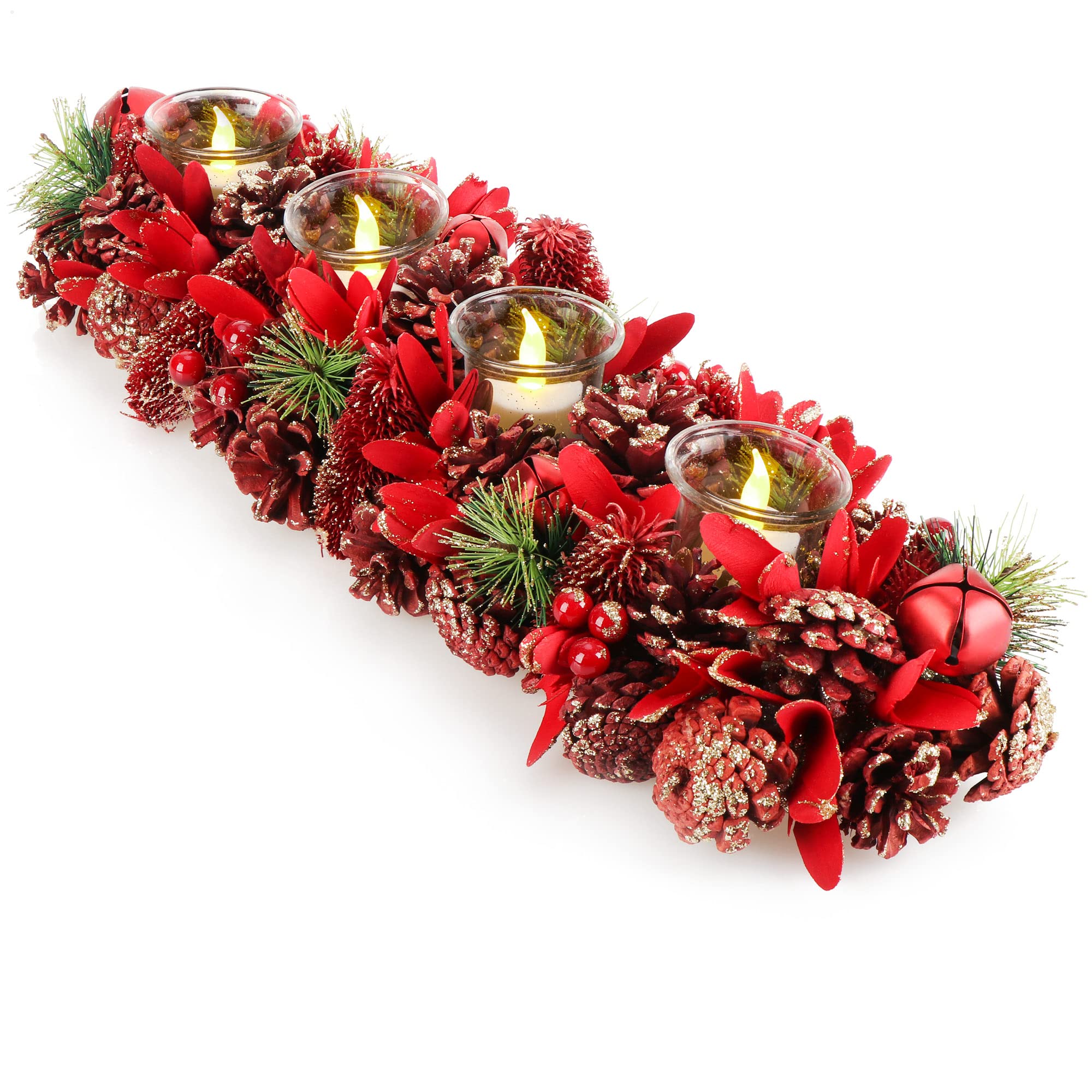 Amazon.de: com-four® Adventskranz länglich, Kerzenständer Weihnachten