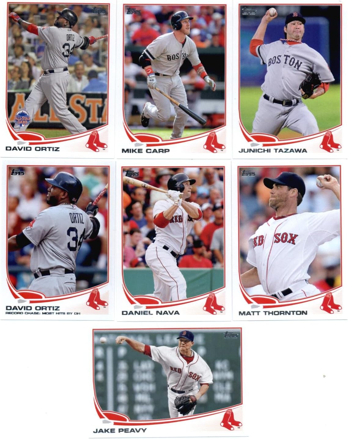 2013 Topps Baseball Boston Red Sox Master Team Set (Series 1, Series 2 plus Update Series) - 38 Cards