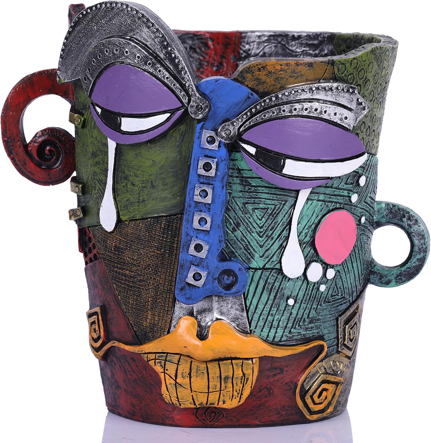 Picasso Brutalist Abstract Beauty Face Flower Pot,Decorative Colorful Head Planter for Patio,Funky Plant Pots,Unique Large Flower Vase for Indoor Plants,Funny Flower Vases Pots