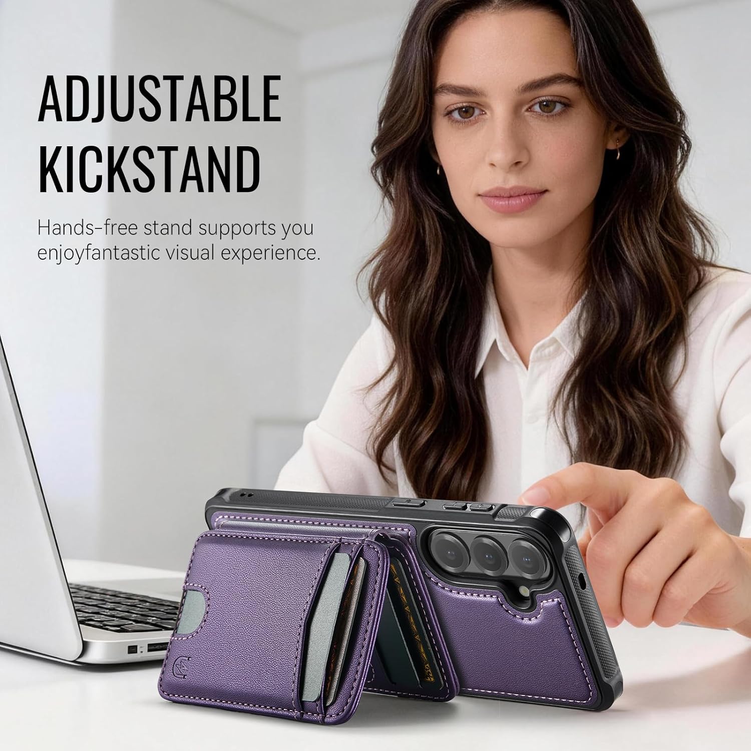 for Samsung Galaxy S26 Plus Case Wallet Compatible with Magsafe, RFID Blocking Magnetic Card Holder 2 in 1 Detachable Kickstand Shockproof Phone Case for Galaxy S26 Plus 6.7" Purple