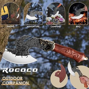 ROCOCO Viking Cleaver Knife Birthday - Kitchen Axe & Sheath Father Gift Men