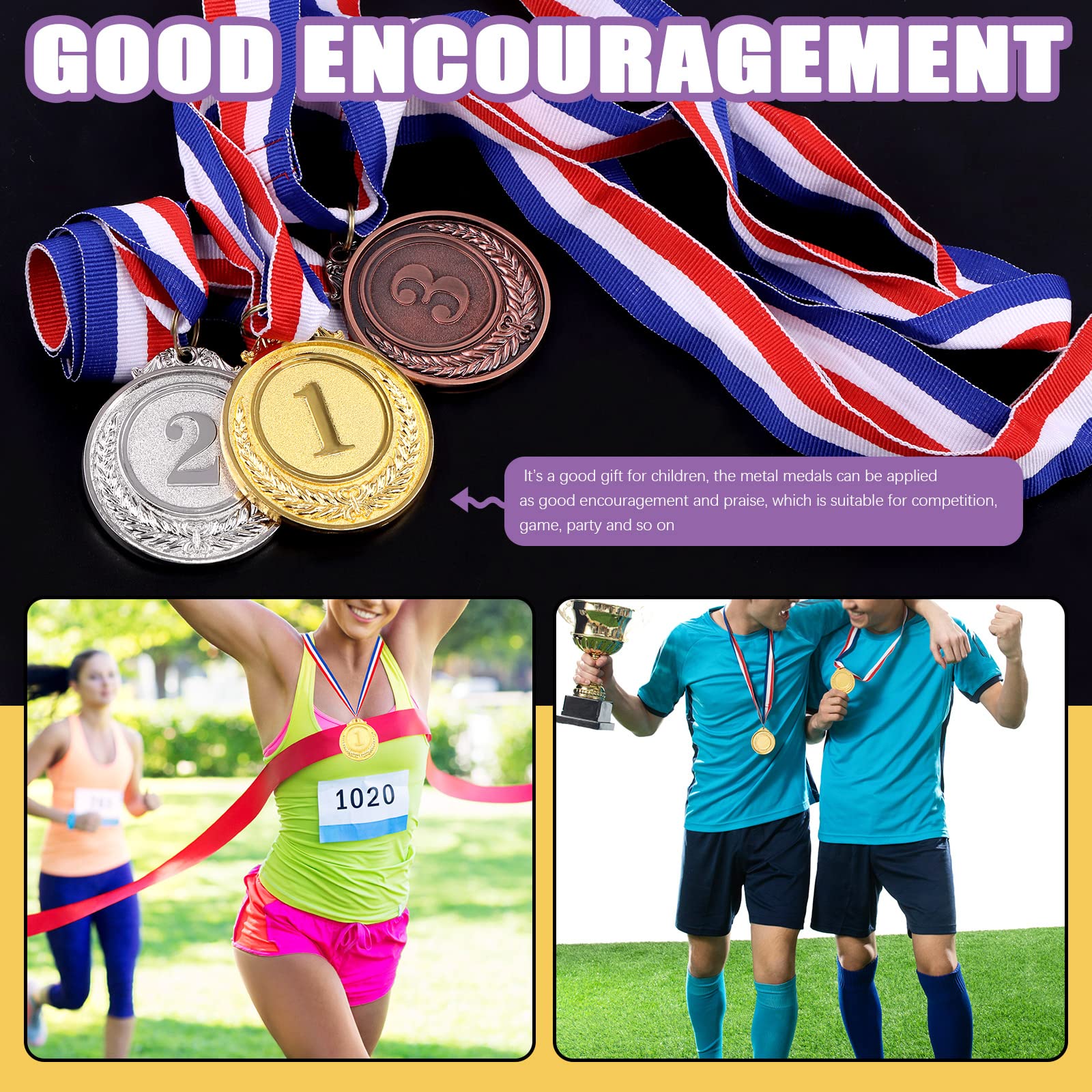 Swpeet Winner Medals Gold Silver Bronze Award Medals, 1st 2nd 3rd Award Medals with Neck Ribbon, Olympic Style Medals Prizes for Competitions, Party Decorations and Awards