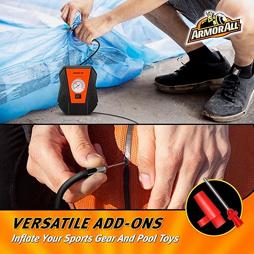 Miniatura 5 de Armor All Inflador de neumáticos portátil de 100 PSI, bomba de aire para automóvil, bicicleta, camión, boquillas multiusos incluidas (1 inflador de