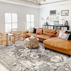 YOUFORTONG Area Rugs 9x12 Washable Non-Slip Rug Stain Resistant Rugs for Living Room Dining Room Bedroom Low-Pile and Ultra Soft Area Rug (Beige, 9x12)