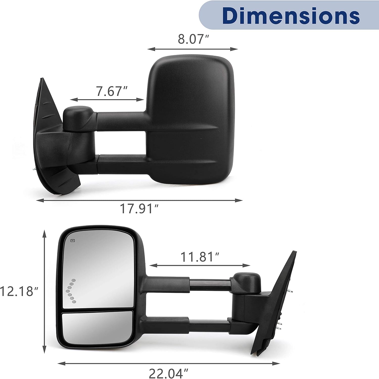 Towing Mirror for Silverado Sierra - Compatible with 2007-2014 Chevy Silverado GMC Sierra 1500 2500HD 3500HD with Power Glass LED Arrow Turn Signal Light Heated Extendable Side Mirror Pair Set