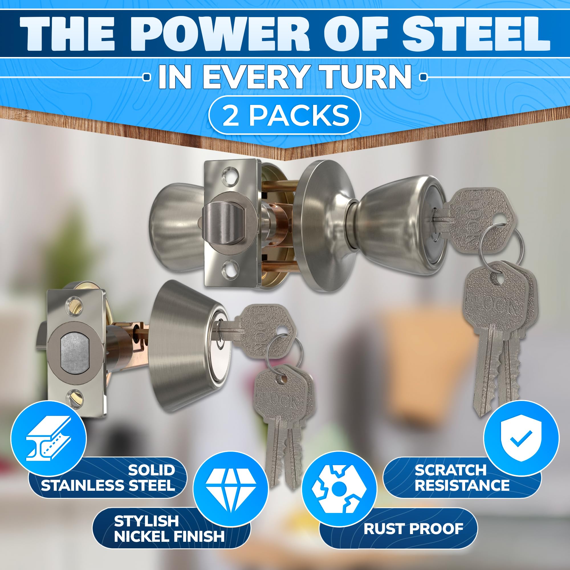 Stainless Steel Mobile Home Door Knobs with Deadbolt -3