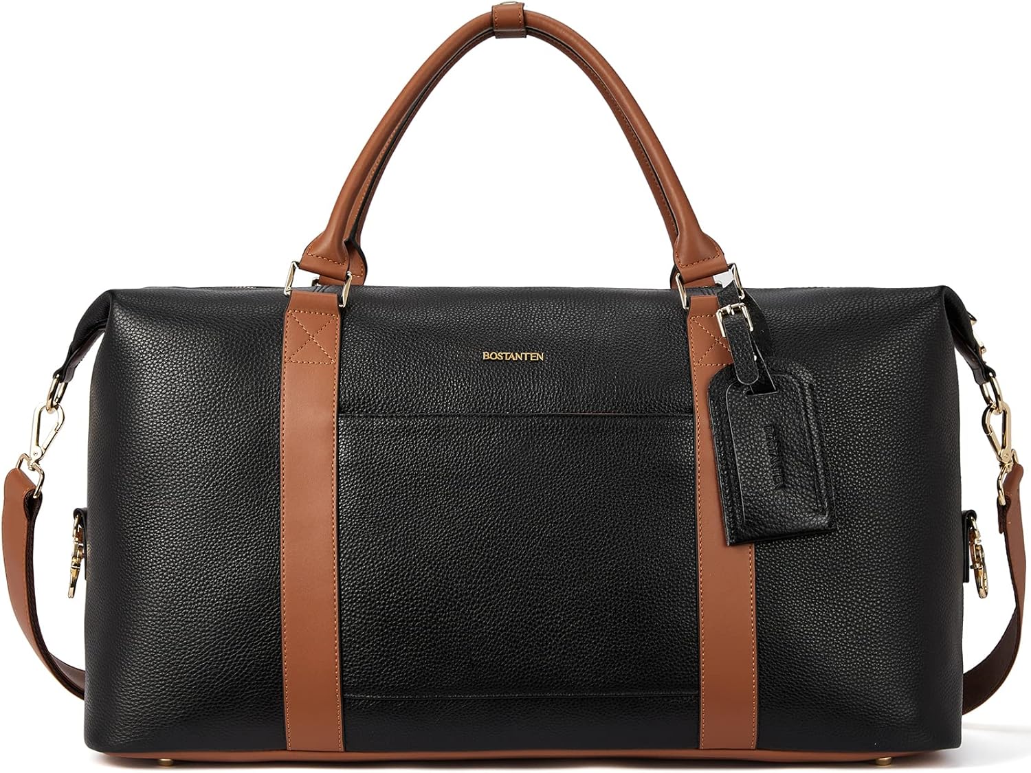 BOSTANTEN Weekender Bags for Women Leather Duffle Bag for Travel Overnight Duffel Carry on Large Tote with Trolley Sleeve and Luggage Tag - Image 6