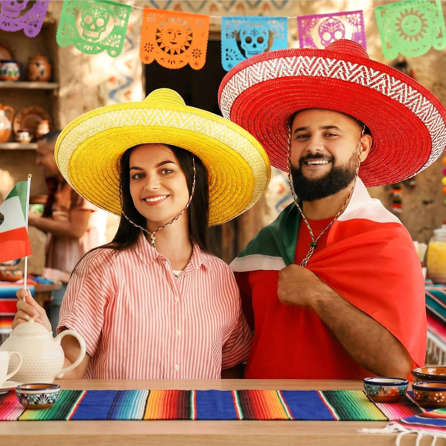 4 Pcs Mexican Sombrero Hats Sombrero Party Hats Fiesta Party Decorations for Women Men Adult