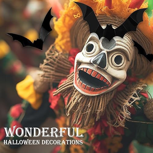 Miniatura 3 de Emopeak Murciélagos para decoración de pared, 120 unidades, calcomanías de decoración de murciélagos 3D de Halloween, impermeables, murciélagos