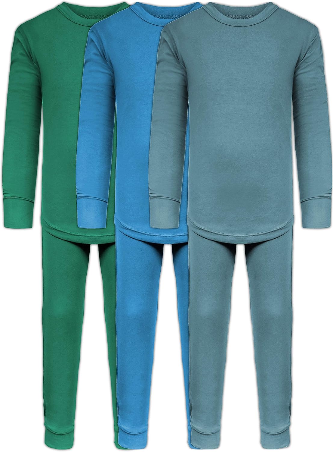 Boys Long John Ultra-Soft Cotton Stretch Base Layer Underwear Sets / 3 Long Sleeve Tops + 3 Long Pants - 6 Piece Mix & Match: Clothing, Shoes & Jewelry