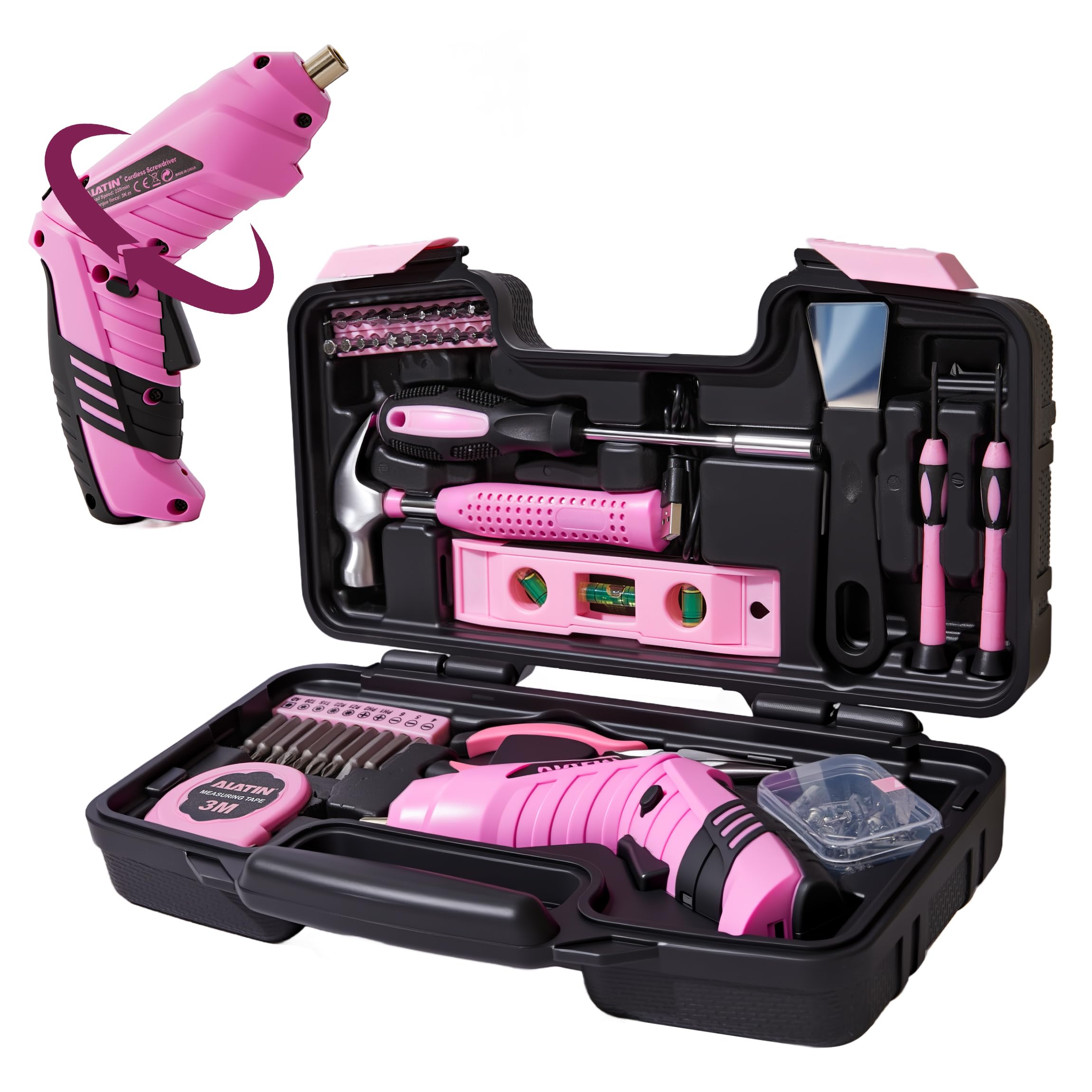 Outils rose pour femme en coffret idéal pour vos travaux manuels et déco